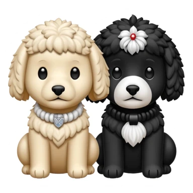 Un caniche blanco y otro caniche negro,los dos separados  sticker