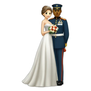 Homme militaire mariage avec femme robe blanche sticker
