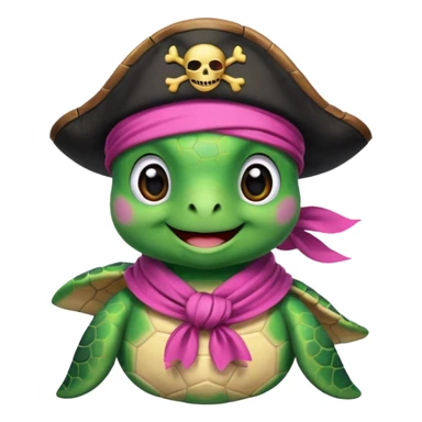 cute sea turtle wearing a pink pirate scarf sticker