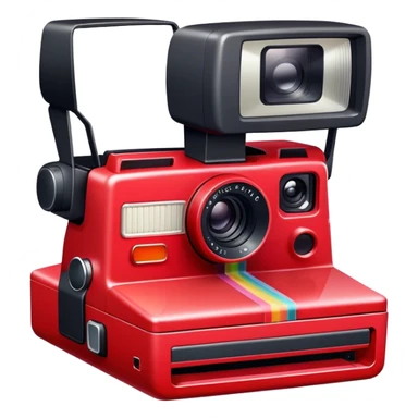 red gradient polaroid camera sticker