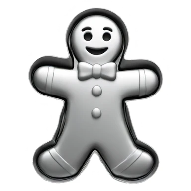 Realistic silver metallic gingerbread man cookie cutter sticker