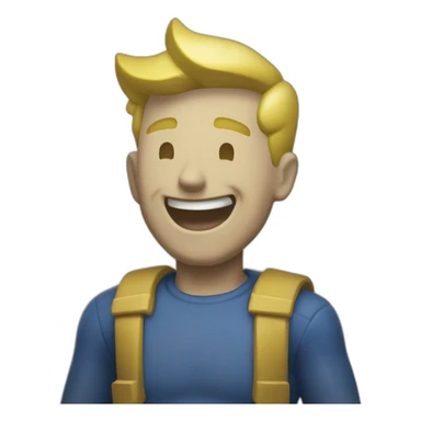 Fallout Vault Boy who is laughing about a dead Supermutant sticker