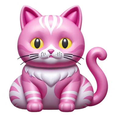rococo kawaii style inflatable pink puffy cat sculpture  sticker