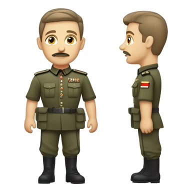 a guy with a small mustache in german army clothes, with one arm up, and an undercut hair cut sticker