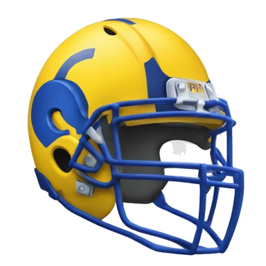 Ram wearing a blue and yellow football helmet  sticker