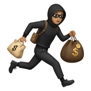 Robber running with Money bag robbery dress  sticker