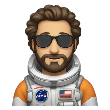 caucasian-man astronaut black-beard man-bun white-glasses sticker