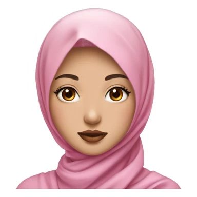 White skinned, pink lips, asian girl with pink hijab with pink peony sticker