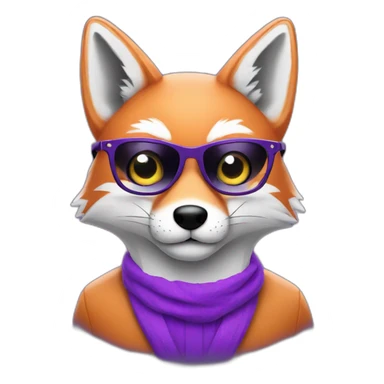 a purple fox with black glasses sticker