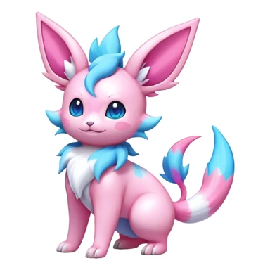 lush pastel-bright-vibrant warm-colored modern colorful neon-colored Fakémon-Digimon-Sylveon-Vaporeon-Pokémon-creature (full body) sticker