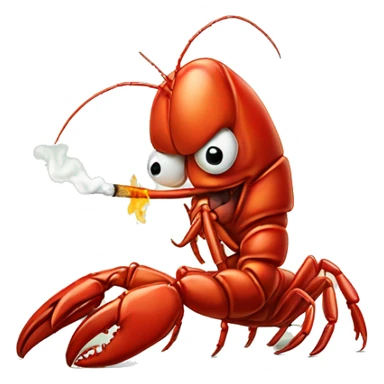 Lobster holding cigarette  sticker
