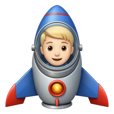 happy boy in rocket ship sticker