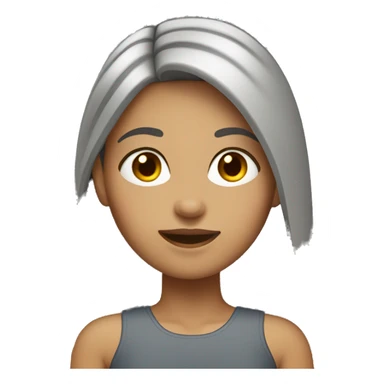 Tan girl with long straight medium gray hair parted in the middle sticker