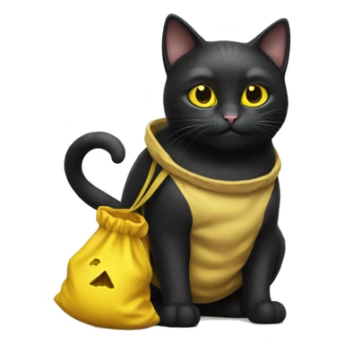 Black cat with magic yellow bag sticker