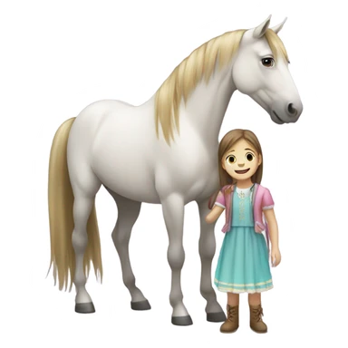 Horse with little girl  sticker