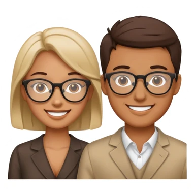 smiling female and male with glasses sticker