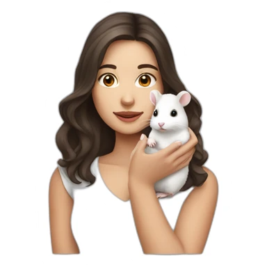 Brunette holding white hamster sticker