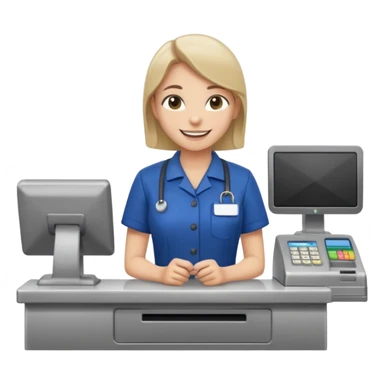 supermarket employee at a cash register, full body sticker