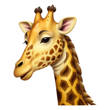 Cinematic Cute Yawning Giraffe Portrait Emoji, Head tilted slightly with a dramatic, wide-open yawn, showcasing a soft, patterned Fur of warm yellows and browns with a long, drooping neck and eyes barely open in drowsy contentment, Simplified yet irresistibly adorable features, highly detailed, glowing with a soft, cozy glow, high shine, relaxed yet expressive, stylized with a touch of savannah whimsy, bright and endearing, soft glowing outline, capturing the essence of a sleepy yet affectionate giraffe, so drowsy it feels like it could stretch right out of the screen and curl up for a nap! sticker