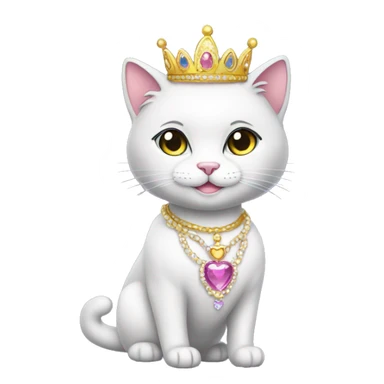 Sparkly princess-cat with tiara and necklace full body sticker