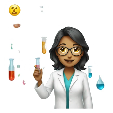 female research scientist working in lab with test tubes sticker
