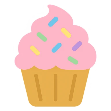 cupcake with pink icing and colorful sprinkles sticker