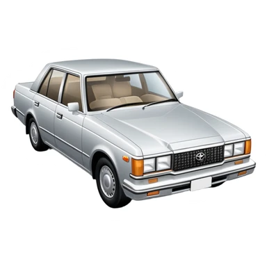 Toyota Crown sedan from the 1980s, boxy design, classic Japanese car sticker
