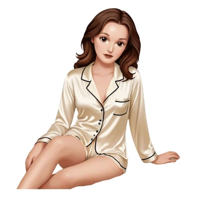 leighton meester in bed with la perla silk pyjamas  sticker