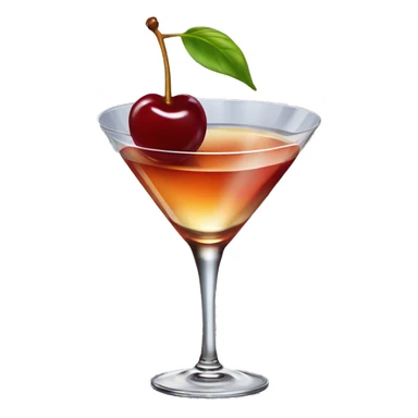 manhattan cocktail with a cherry in a pick place on the glass sticker