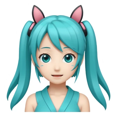 Hatsune Miku as a emoticon and is cute like an anime girl sticker