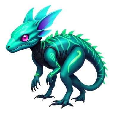 Tropical futuristic lush cool edgy neon Fionbri-Vernid-Elgyem-creature (full body) sticker