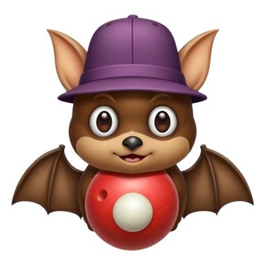 Bat wearing a bowling hat sticker