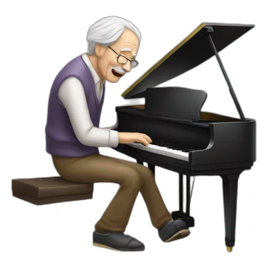 piano played by an old man tinking about notes in his head sticker