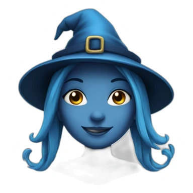 girl face witch smile, blue skin sticker
