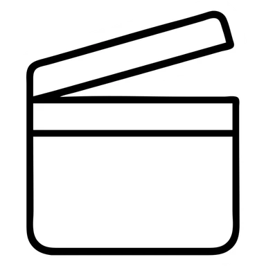 Ultra simplified movie clapper board with two simple rectangles and a diagonal line sticker