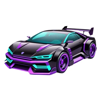 futuristic black purple and cyan cyberpunk car sticker