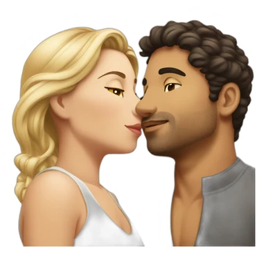 latino man white woman kissinb sticker