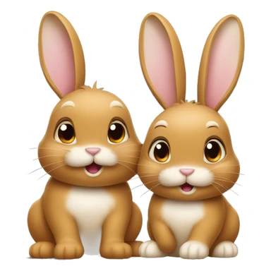 Two light caramel brown rabbits one big and one small cute  sticker