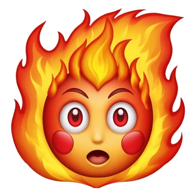 heart eyes emoji but with fire in its eyes sticker