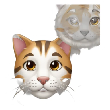 Cat blanc et tigrer avec un chien noir et marron sticker