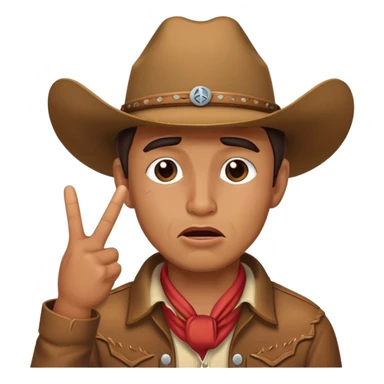 Cowboy crying while kissy face and peace sign  sticker