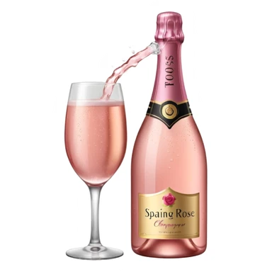 bottle of sparkling rose champagne tilted sideways sticker