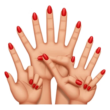 I want the thumb, middle, and index fingers pointing upwards, and the others pointing downwards, and they should be red. sticker