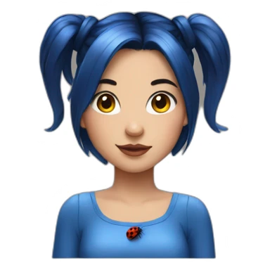 girl with dark blue hair twintails and ladybug costume sticker