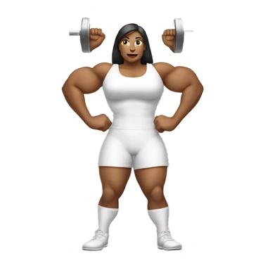 women fully white gargantuan muscular women Women female with no shadows lifting 200 ton barbell white background front view upper arms back view sticker