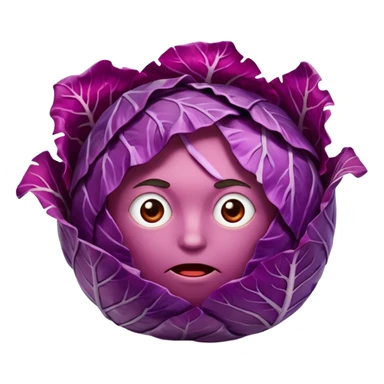 Red cabbage shreds without bowl with big cabbage head in the background sticker
