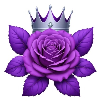 Purple rose with silver crown and a purple emblem leaf wreath sticker