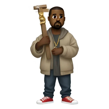 kanye west holding a cross sticker
