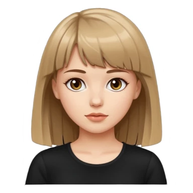 White girl in black top hair length to the tits color very dark blonde/light brown bangs sticker