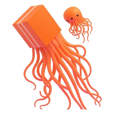 menacing box jellyfish with venomous tentacles close to a person swimming in blue water sticker